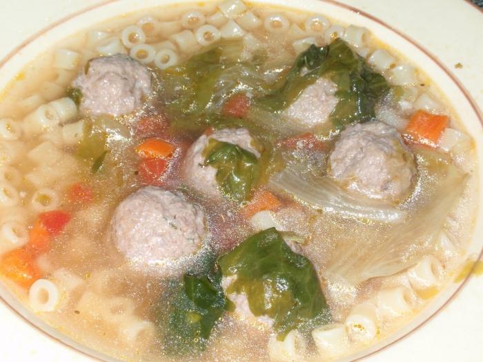 Recipe: Meatballs soup with noodles and seasoned vegetables