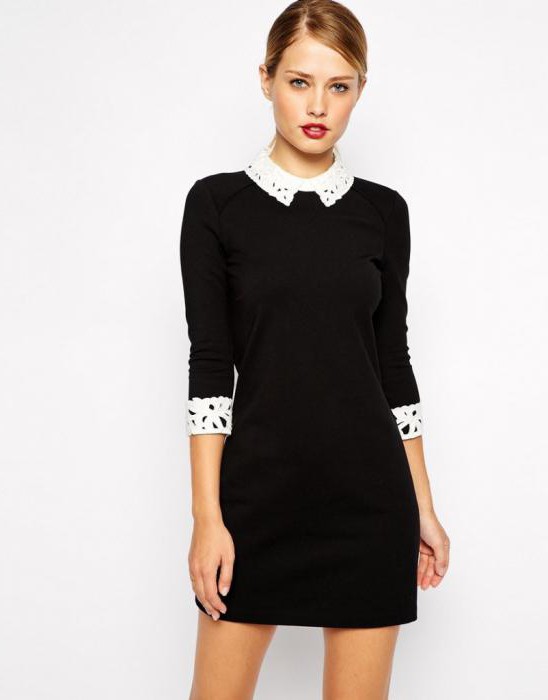 black dress with white collar and cuffs