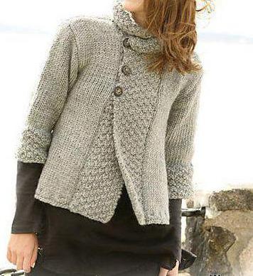 warm jacket with knitting needles 