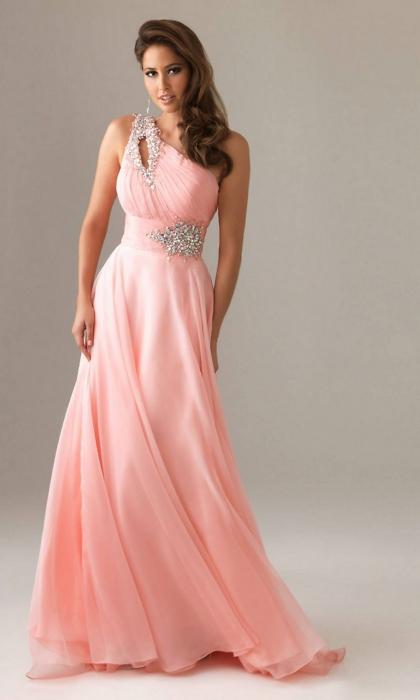 peach long dress
